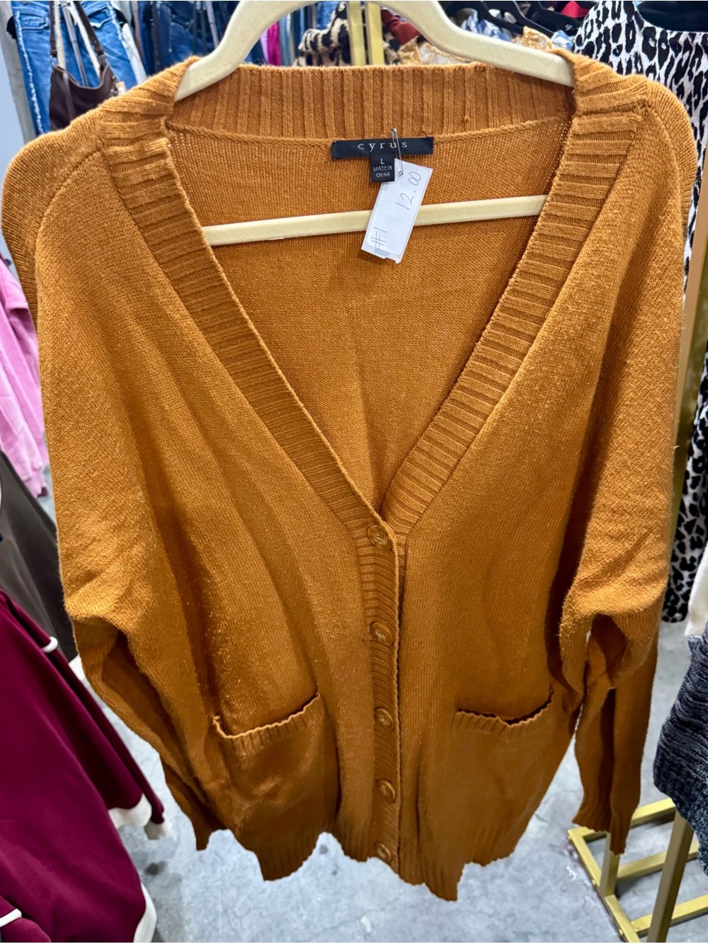 Cyrus Mustard Button-Front V-Neck Cardigan